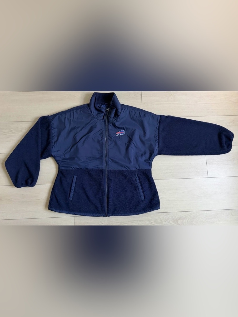 Dkny Navy Blue Hybrid Fleece Jacket